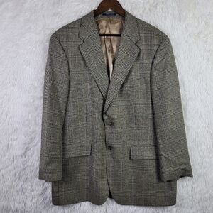 Vtg Polo University Club Ralph Lauren Tan Houndstooth Check Blazer 43R